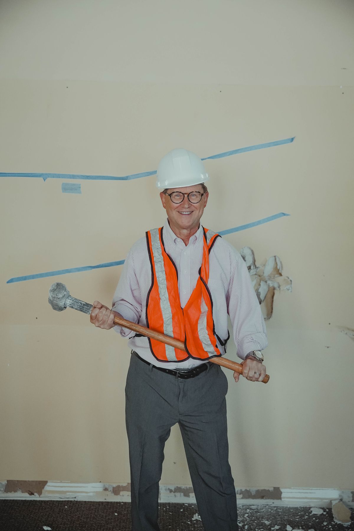Pastor Wade with a sledgehammer