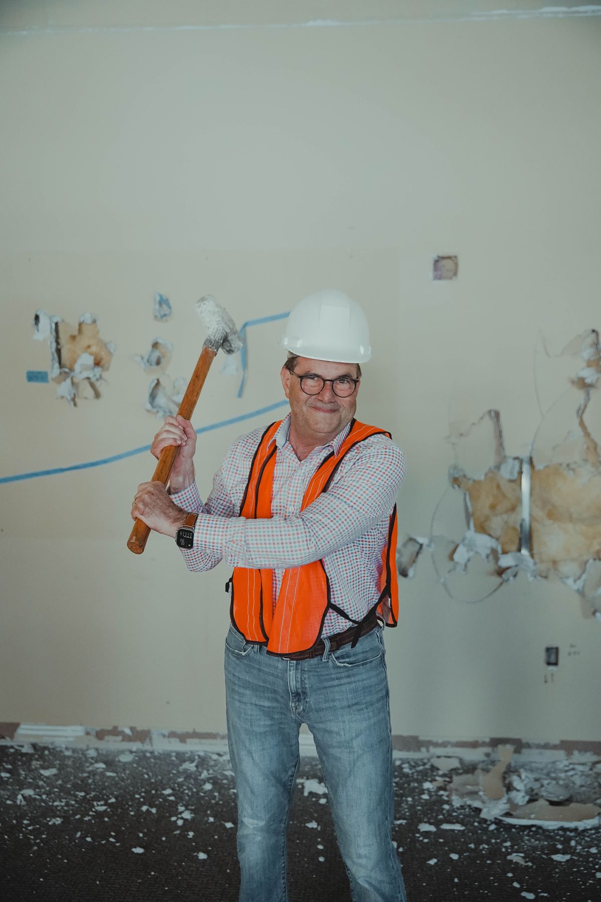 Pastor Brian having fun with demolition
