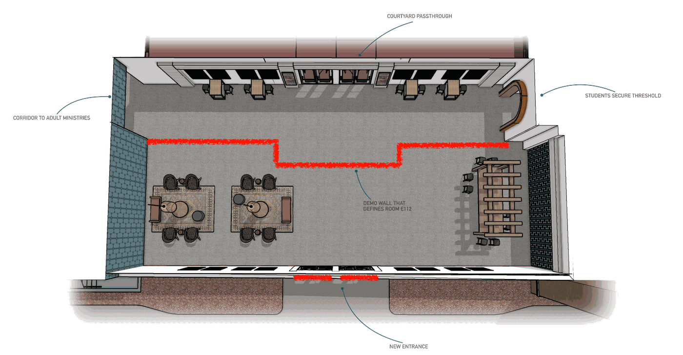 New Entrance and Lobby demolition schematic