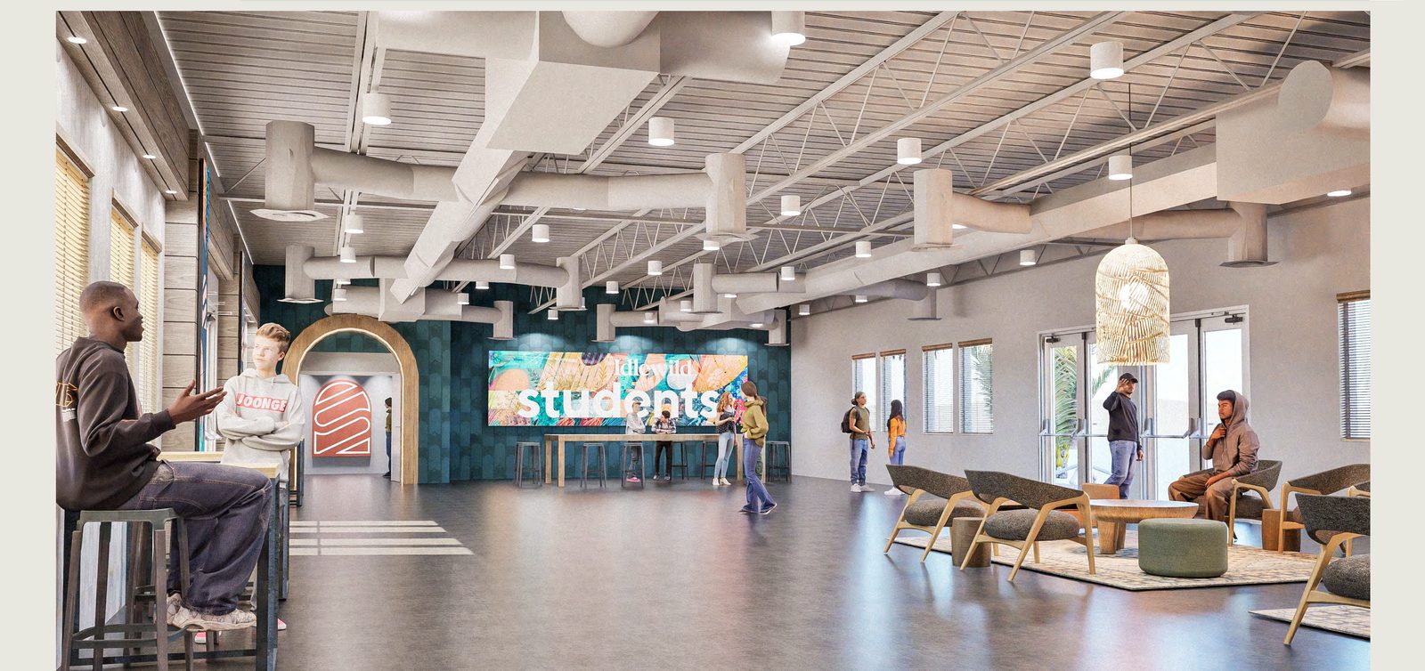 Students wall and seating