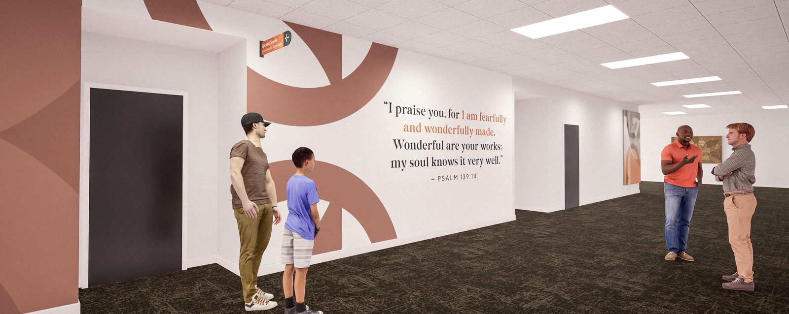 Special Needs hallway with Psalm 139 mural