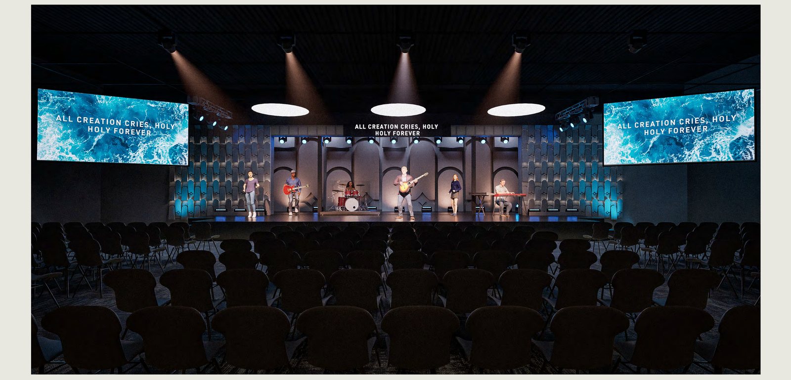 Hall worship venue, straight on