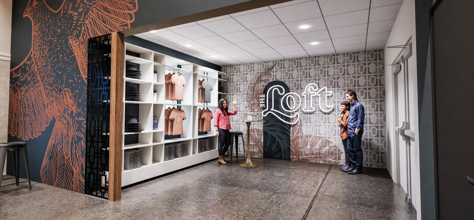 The Loft check-in and swag